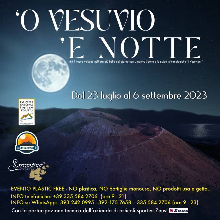“Vesuvio ‘e notte”: dal 30 luglio al 3 settembre escursioni sul vulcano al tramonto
