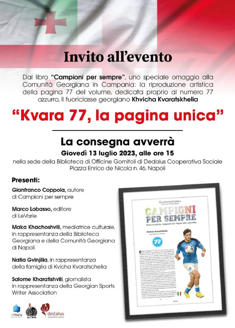 “Campioni per sempre”, la pagina di Kvaratskhelia sarà riprodotta e consegnata alla comunità georgiana di Napoli