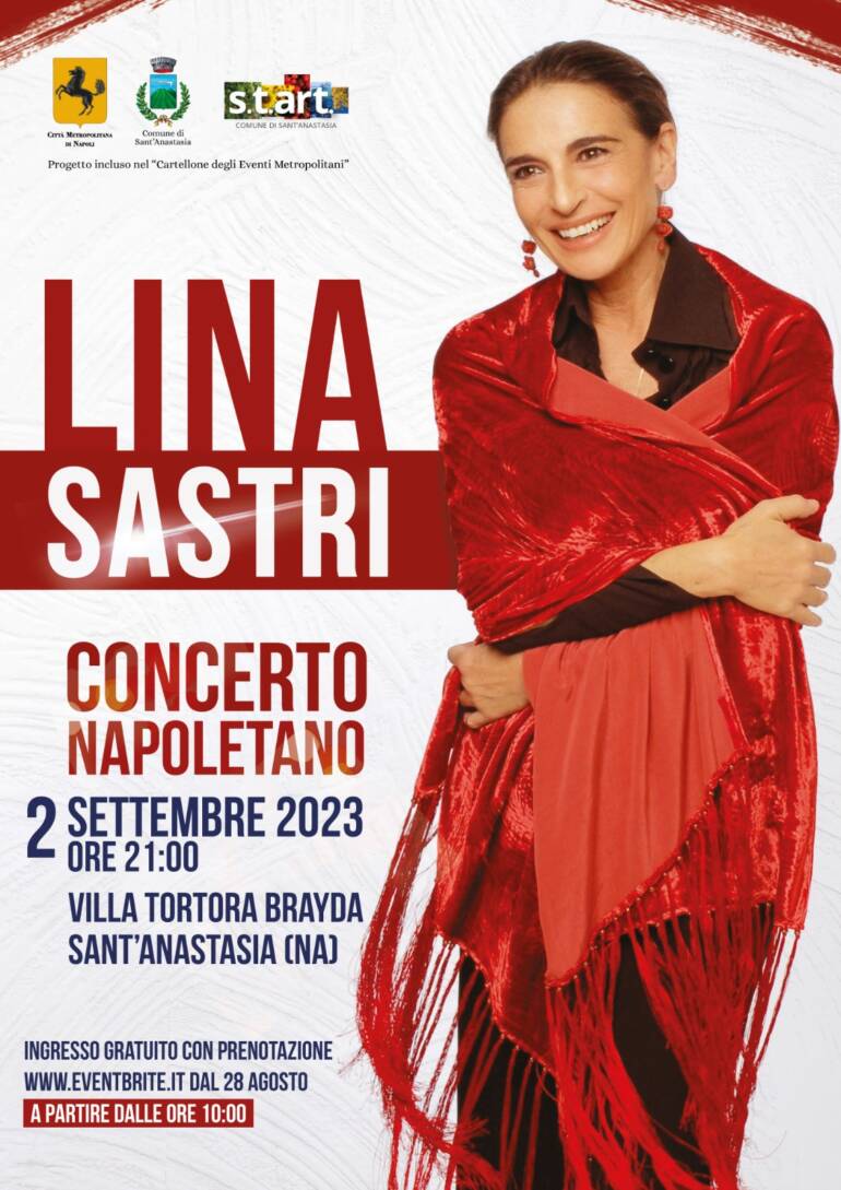 Sant’Anastasia, il 2 settembre Lina Sastri al Parco Tortora Brayda con ‘Concerto Napoletano’