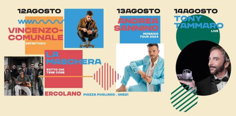‘Ercolano = Legalità + Turismo’: completano il progetto Andrea Sannino, La Maschera, Vincenzo Comunale e Tony Tammaro