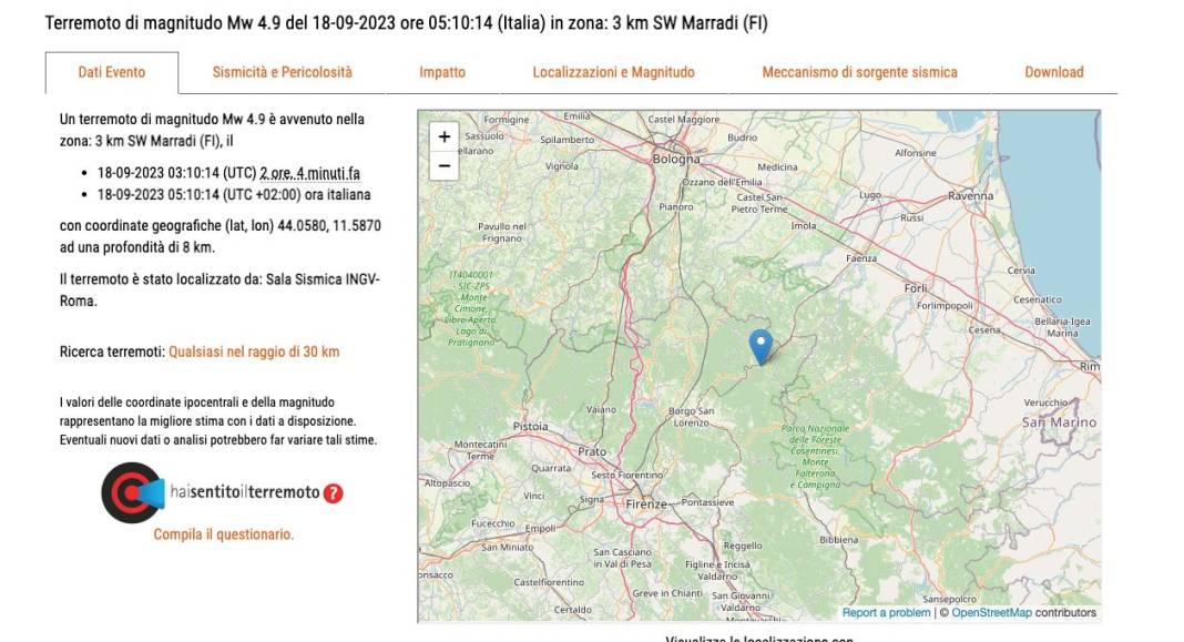 Terremoto di magnitudo 4.9 tra Emilia e Toscana: gente in strada a Firenze