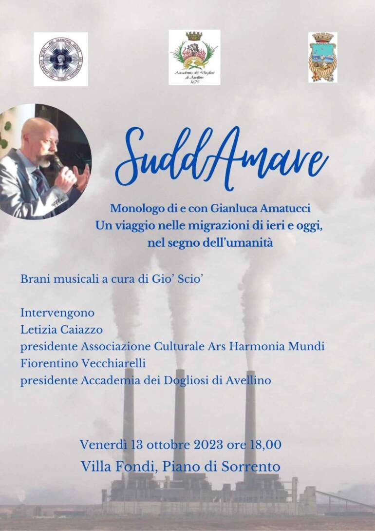 Piano di Sorrento, domani il monologo ‘Suddamare’ di Amatucci in scena a Villa Fondi