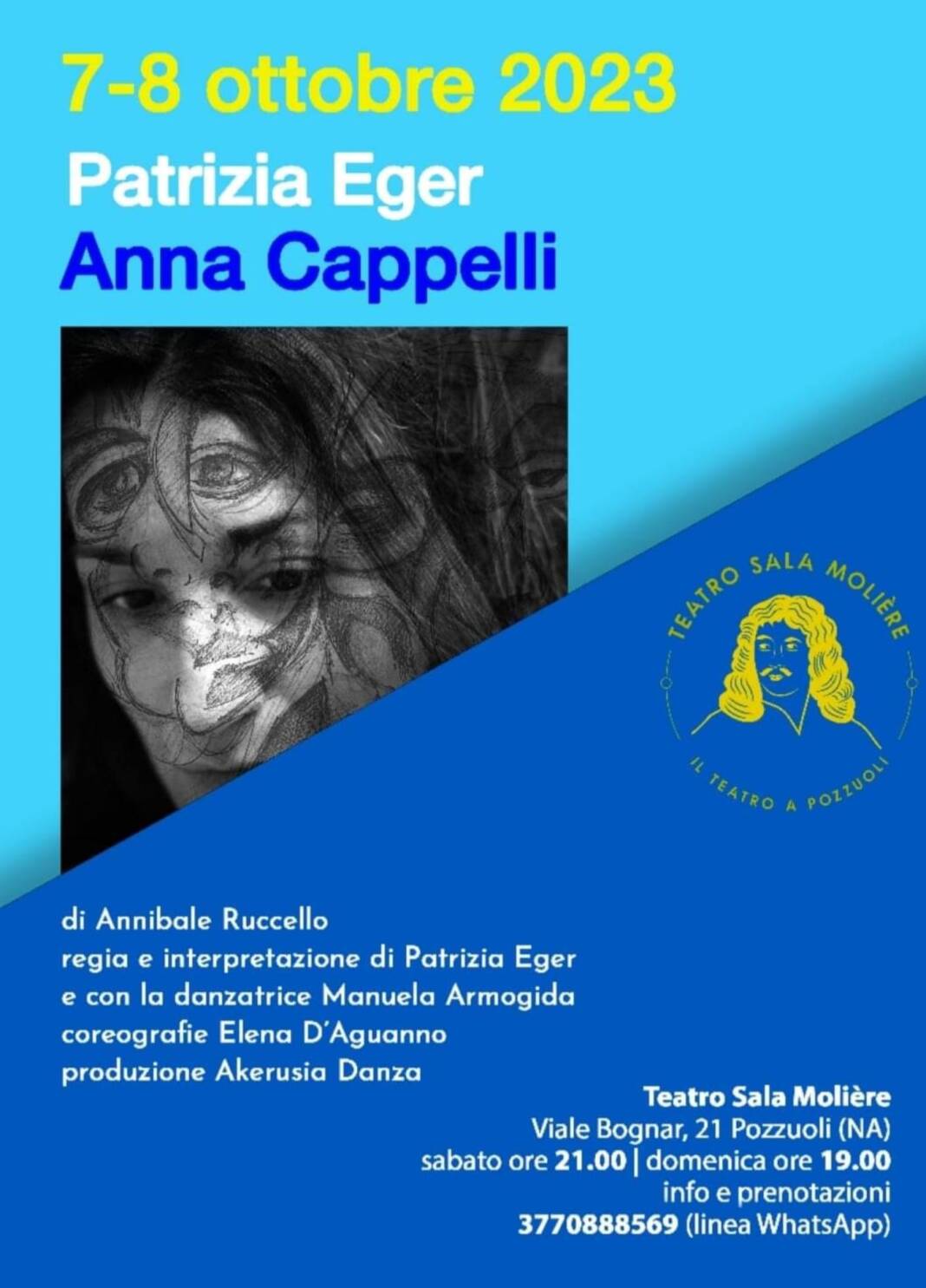 Al Teatro Sala Moliére di Pozzuoli andrà in scena 'Anna Cappelli - Canticopera Assolo'