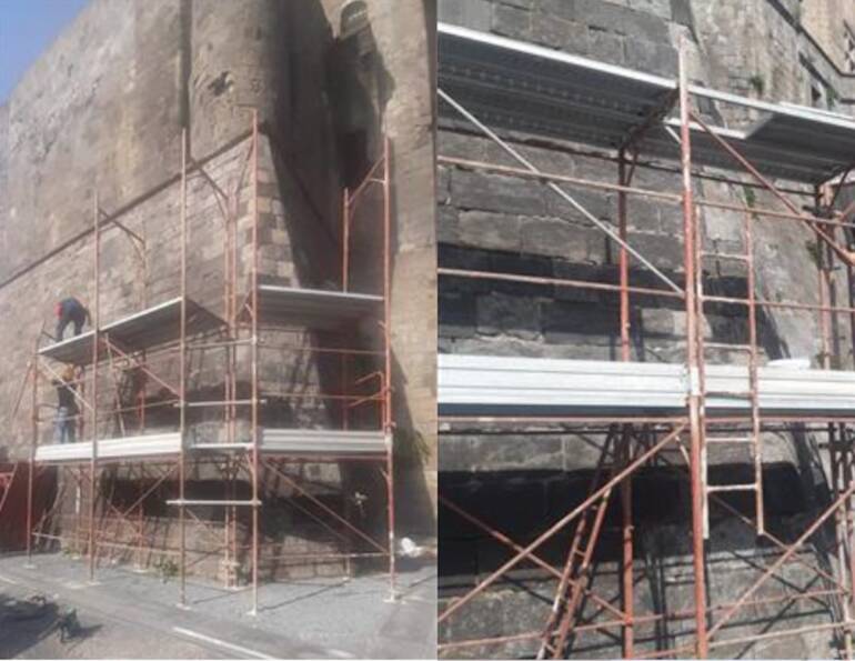 Napoli, avviata messa in sicurezza del rivestimento murario del Maschio Angioino
