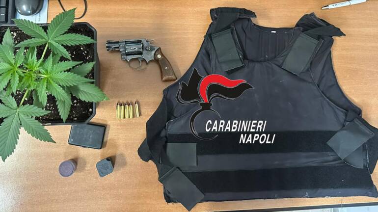 Pistola, giubbotto antiproiettile e piante di cannabis in casa: arrestato 47enne a San Vitaliano