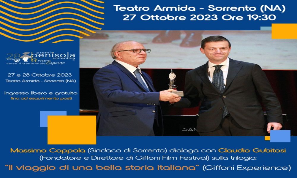 'Il viaggio di una bella storia italiana': il 27 ottobre al Premio Penisola Sorrentina protagonista Giffoni