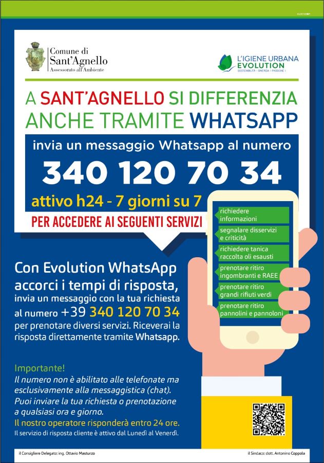 Sant'Agnello, servizio whatsapp per la raccolta differenziata