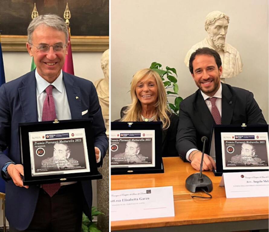 Il Vicepresidente della Camera Costa, il Console Melone e la Presidente del Tribunale Garzo insigniti del Premio Piersanti Mattarella