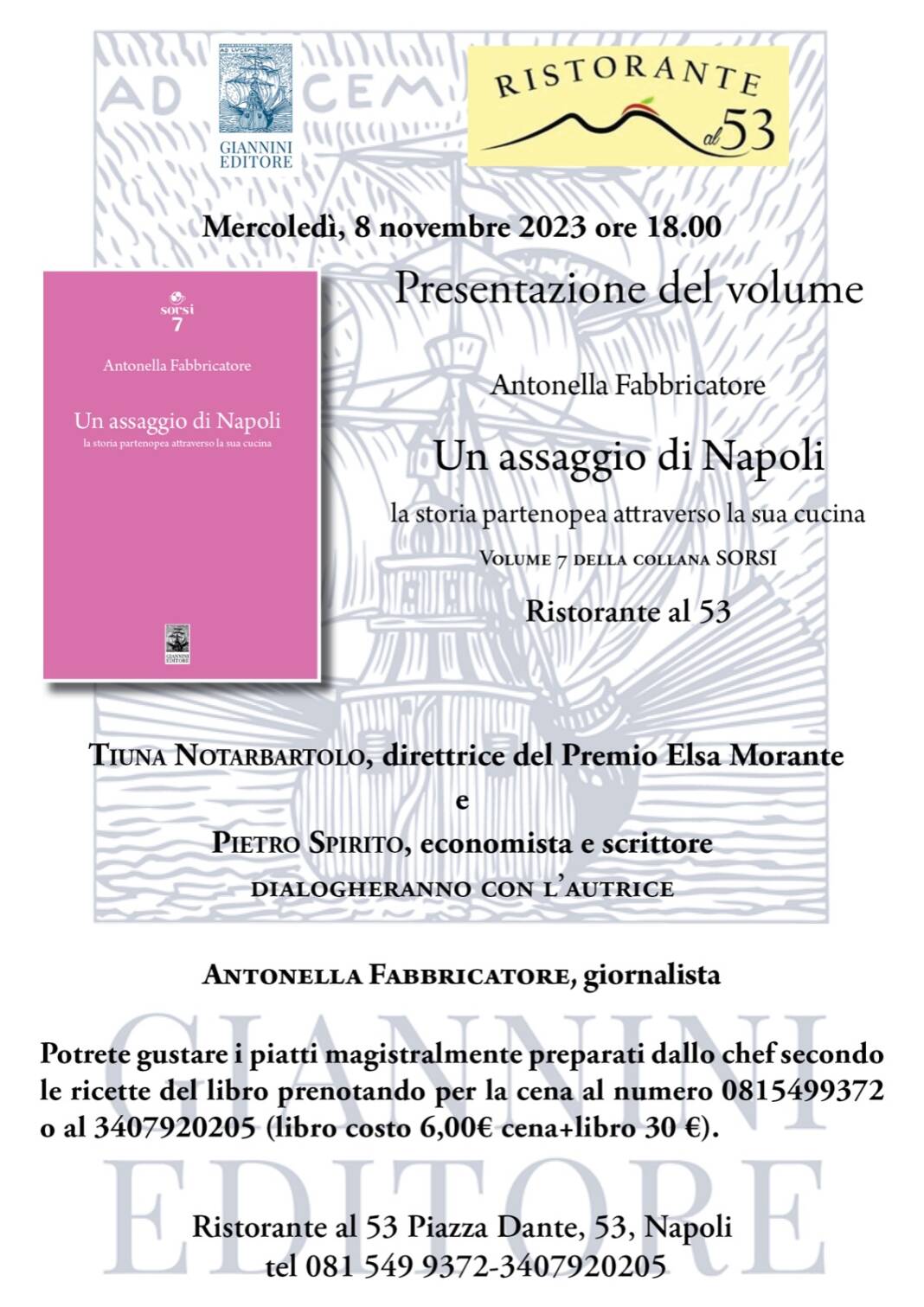'Un assaggio di Napoli', Antonella Fabbricatore presenta il suo libro al Ristorante al 53