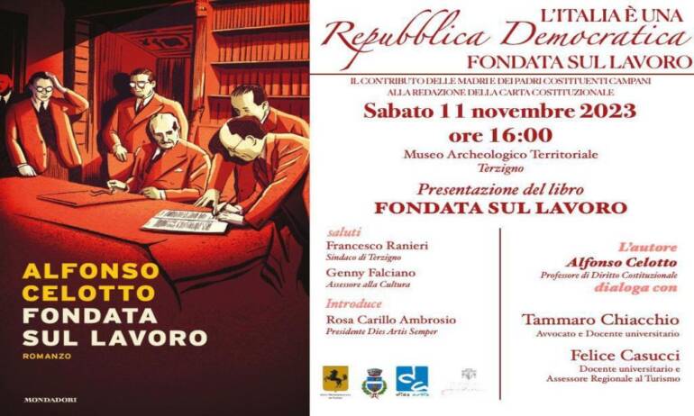 Al Museo civico di Terzigno la presentazione del libro di Alfonso Celotto ‘Fondata sul lavoro’