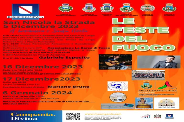 Le Feste del Fuoco, il 5 dicembre accensione della ‘Lummera’ a San Nicola la Strada