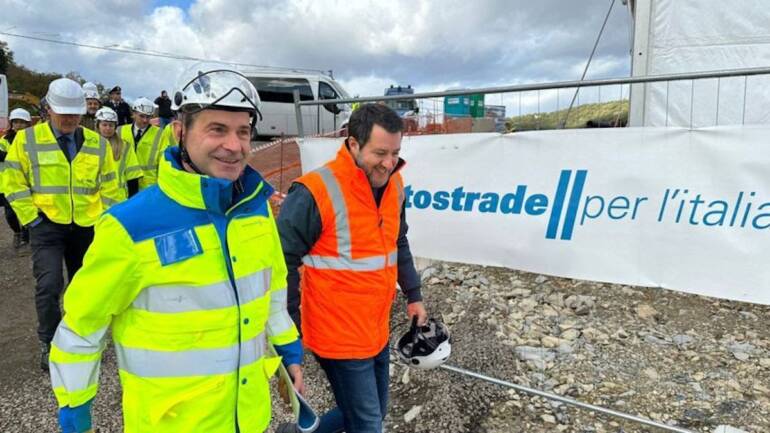 A1, Salvini e Tomasi visitano il cantiere della galleria San Donato tra Firenze e Incisa