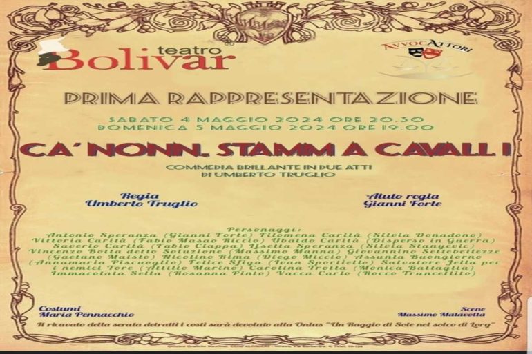 La Compagnia degli AvvocAttori torna al teatro Bolivar con ‘Ca’ nonna stamm’a cavall!’