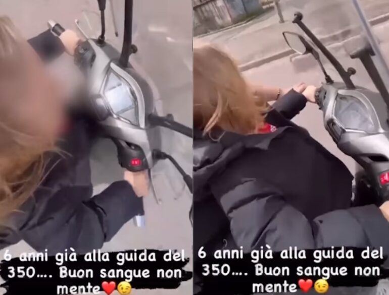 Napoli, bambino di sei anni in sella a uno scooter 350: “Orgoglio di padre”