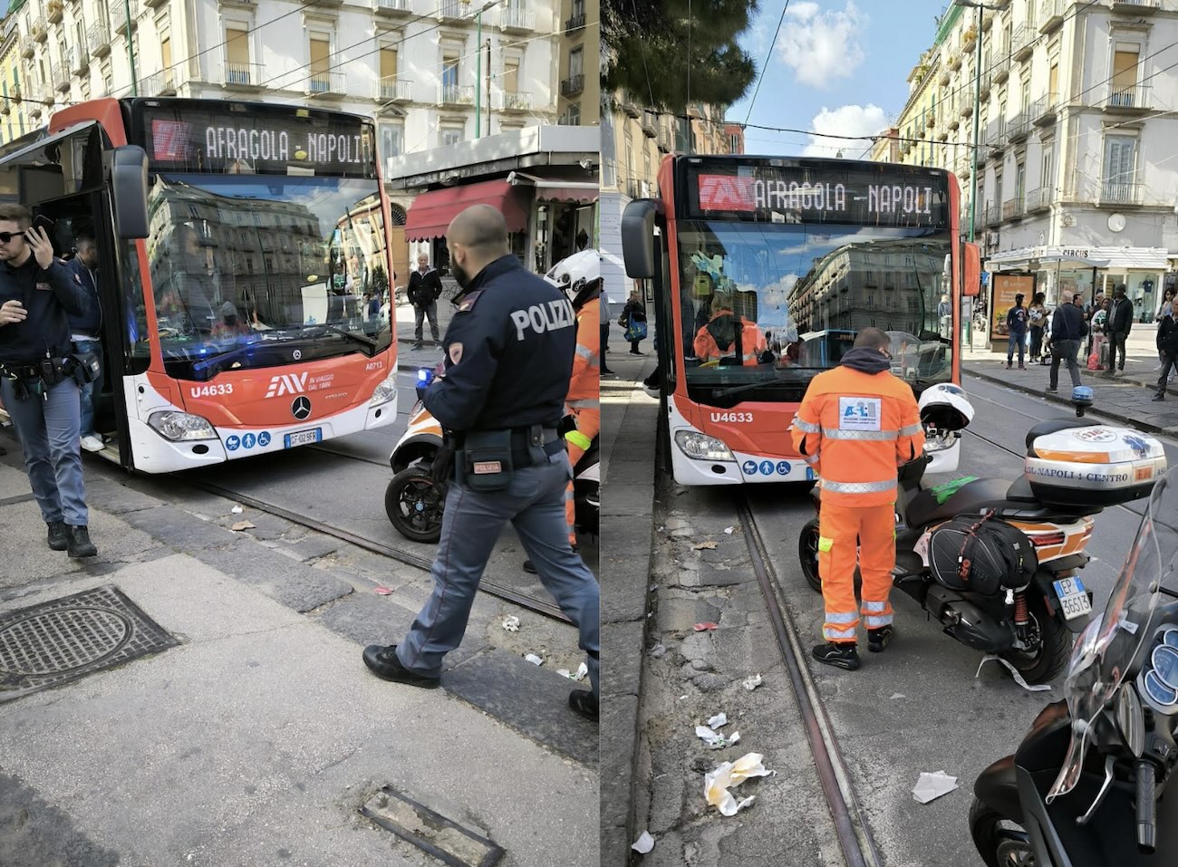 Napoli autsita bus picchiato