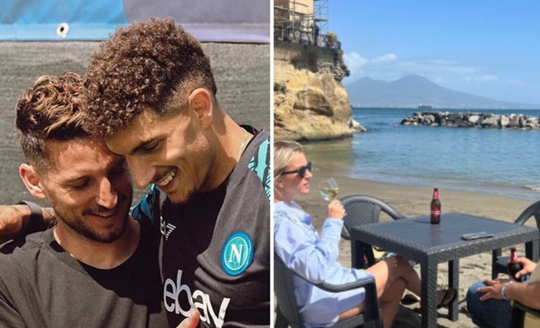Mertens torna a Napoli: birra in spiaggia e sorpresa agli ex compagni
