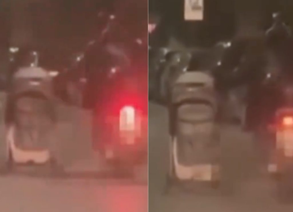 Avellino, trascina passeggino con la moto: il video virale sul web