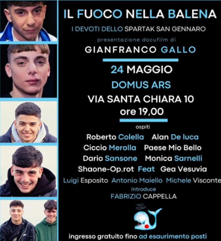 Gianfranco Gallo presenta il documentario “Il Fuoco nella Balena… i devoti dello Spartak San Gennaro”