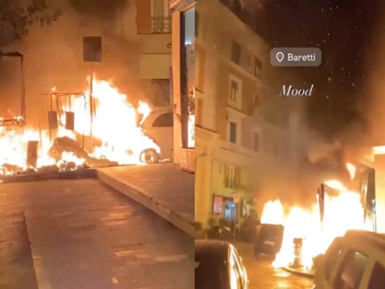 Napoli auto incendiata