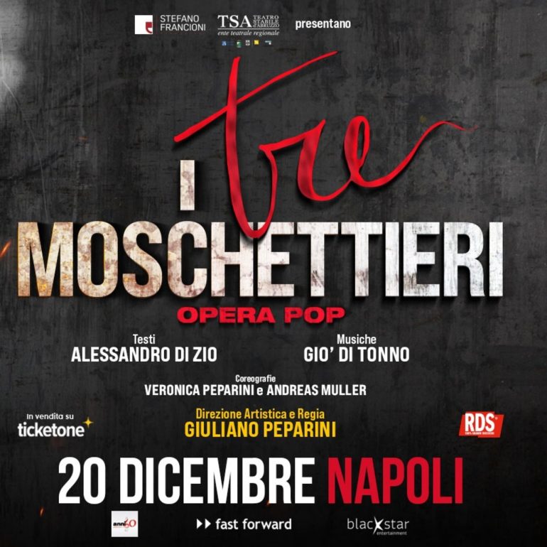 ‘I Tre Moschettieri – Opera Pop’, il 20 dicembre al Palapartenope di Napoli