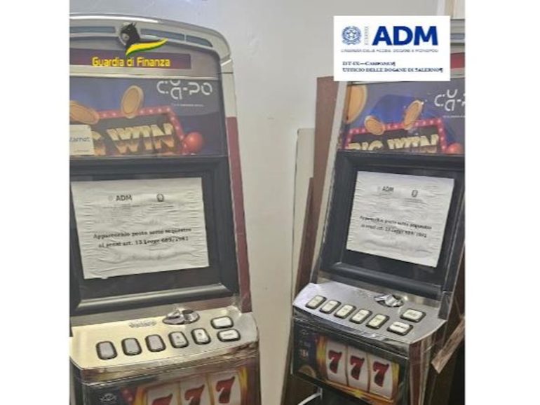 Salerno sequestrate slot machine illegali e elevate sanzioni per 60mila euro