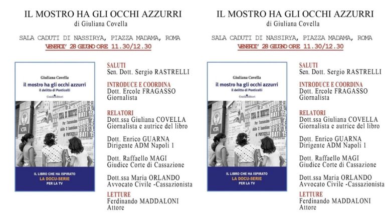 “Il mostro ha gli occhi azzurri”, il 28 giugno al Senato il libro di Giuliana Covella sul delitto di Ponticelli