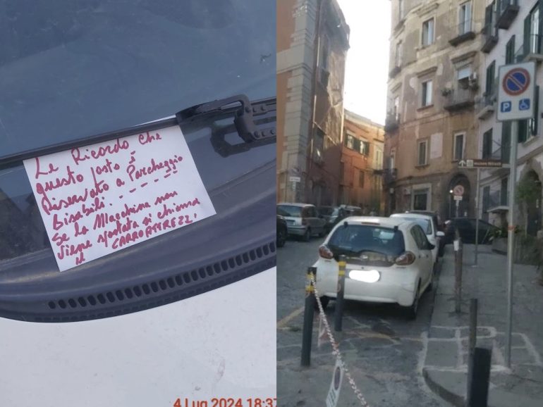Napoli, multa “fai da te” a chi occupa il posto disabili a Salita Pontecorvo