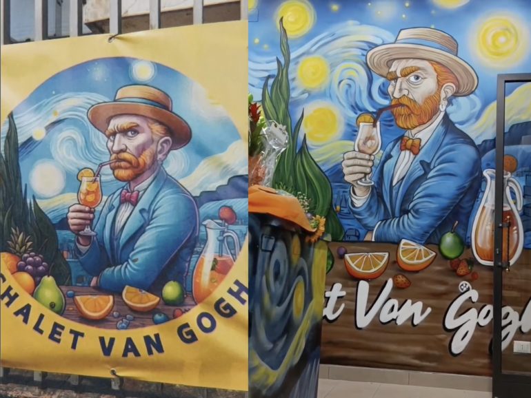 Ercolano, ladri rubano il cartellone dello Chalet Van Gogh con la foto del pittore