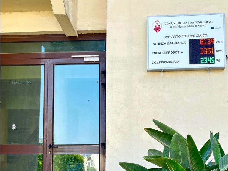 Sant’Antonio Abate sempre più green: risparmio di 100mila euro con il fotovoltaico