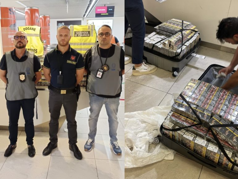 Napoli, 3 bulgari fermati a Capodichino con oltre 6mila pacchetti di sigarette di contrabbando