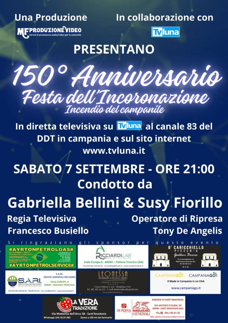 In diretta televisiva il 150° anniversario della Festa dell’incoronazione della Madonna dell’Arco