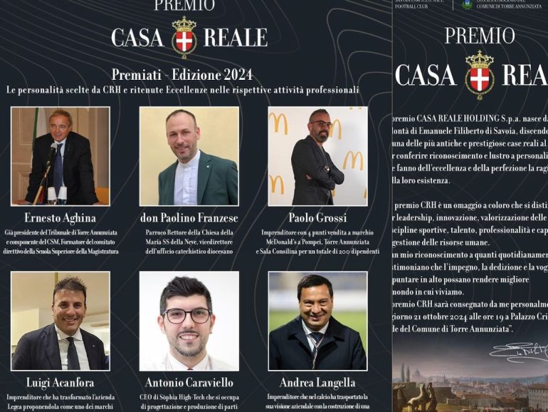 Torre Annunziata, i vincitori del Premio Casa Reale Holding spa