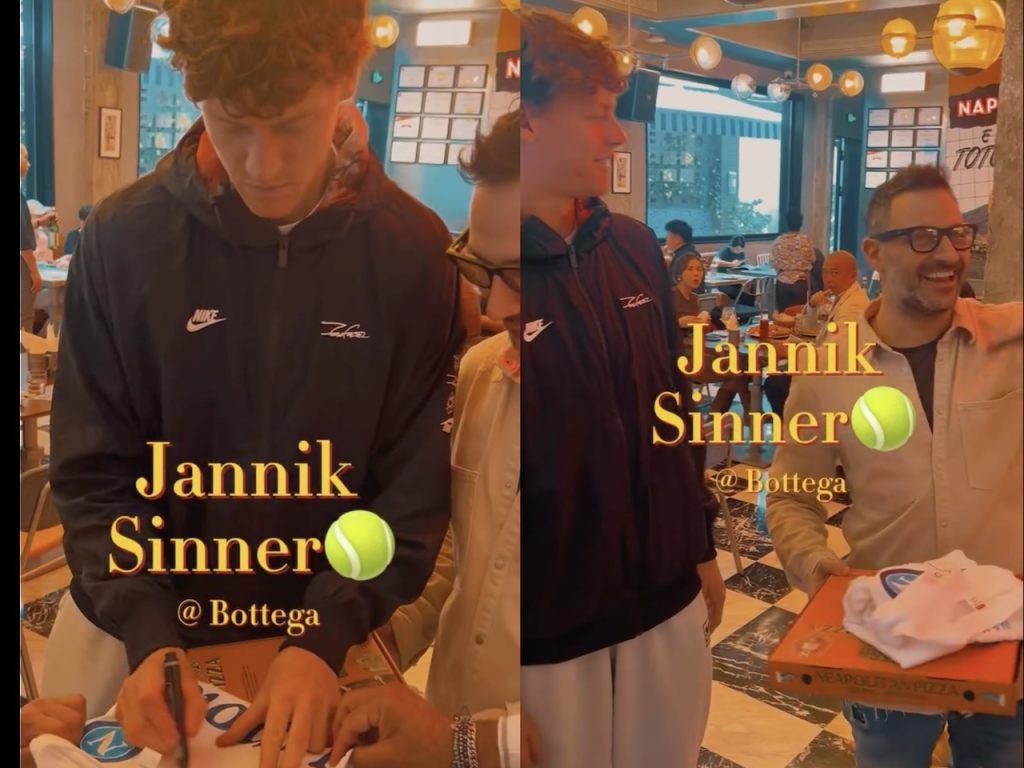 Sinner firma la maglia del Napoli nella pizzeria dei fratelli Salvo a Shanghai