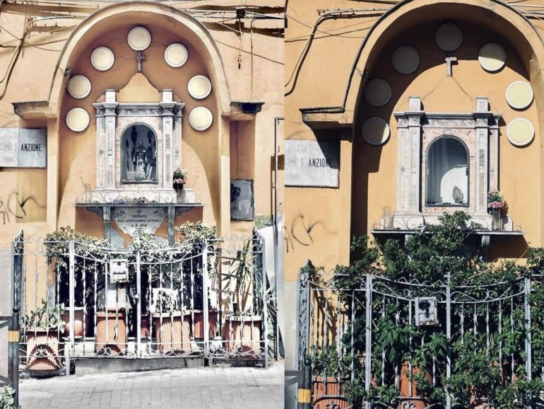 Napoli, rubata la statua di San Ciro dal Vomero