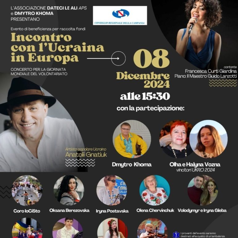Iniziativa a Napoli a sostegno dell’Ucraina: evento al Teatro Bolivar previsto per l’8 dicembre