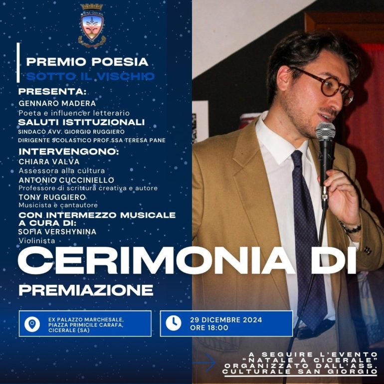 Premio Poesia Sotto il Vischio: a Cicerale la cerimonia di premiazione del concorso