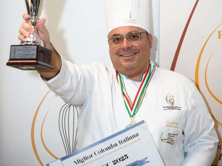 Solofra, il maestro pasticciere Raffaele Romano secondo alla gara “Miglior Colomba d’Italia”
