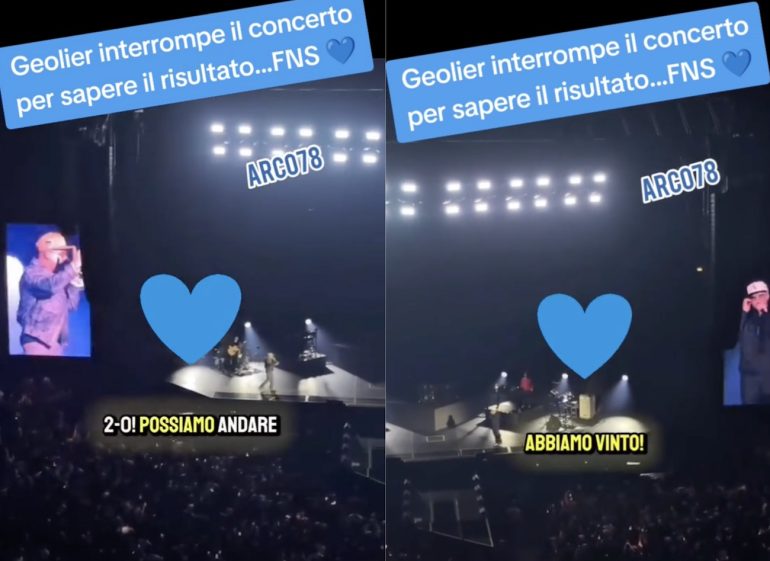 Il tifoso Geolier ferma il concerto: “Il Napoli quanto sta? Abbiamo vinto. Afamm…”