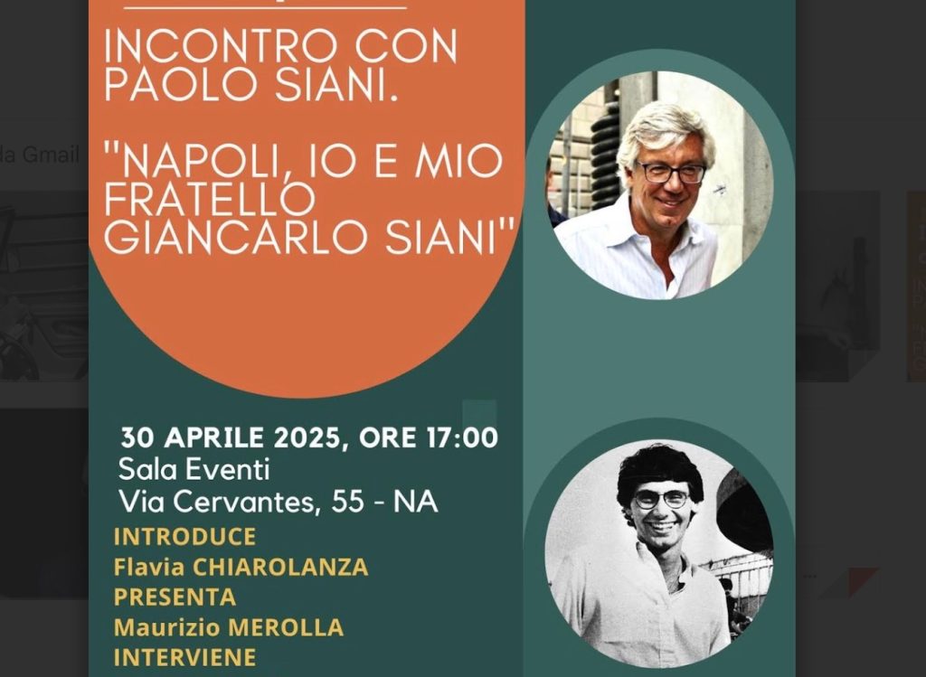 Napoli, “Io e mio fratello Giancarlo”: incontro con Paolo Siani 