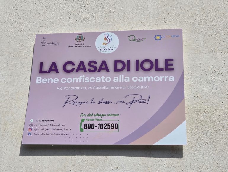 Castellammare, nasce La Casa di Iole: un bene confiscato alla camorra diventa rifugio per donne vittime di violenza