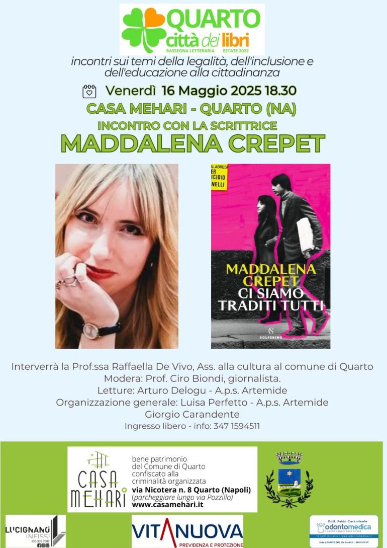 Quarto, Maddalena Crepet presenta il suo libro a Casa Mehari