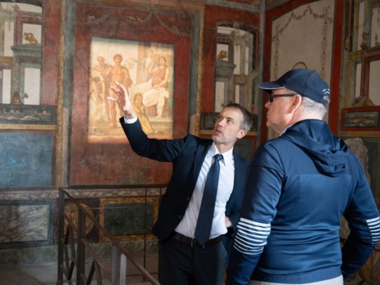 Il principe Alberto di Monaco in visita al parco archeologico di Pompei