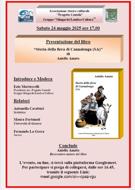 Presentazione online del volume di Aniello Amato il 24 maggio