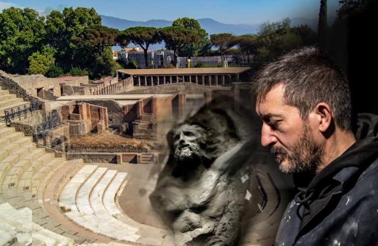 Festival Internazionale del Cinema di Pompei : la scultura vivente di Domenico Sepe inaugura la serata finale