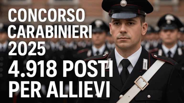 Concorso Carabinieri 2025: 4.918 posti per allievi civili, militari e bilingui