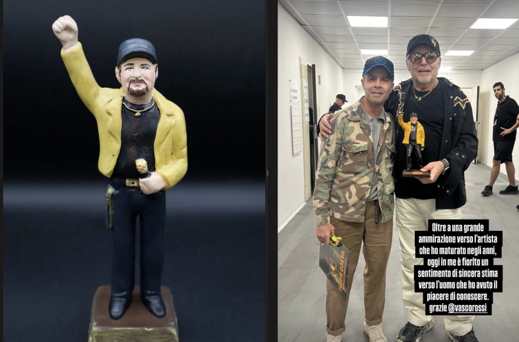 Napoli, il maestro Ferrigno porta la statuina a Vasco Rossi