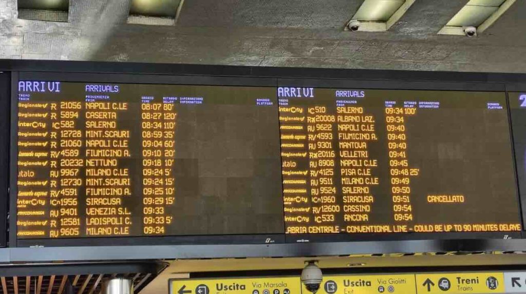 Guasto sulla linea Napoli-Roma: treni in ritardo fino a 90 minuti
