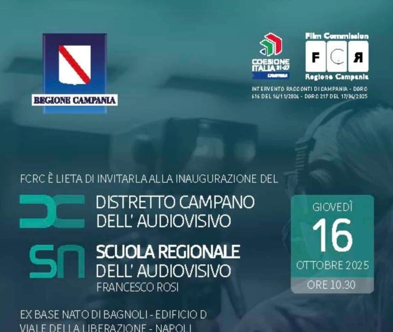De Luca inaugura il Distretto Campano dell’Audiovisivo: nasce il nuovo polo creativo a Bagnoli