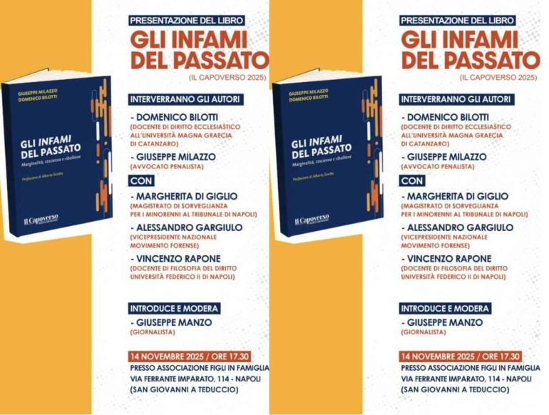 Napoli, l’avvocato Giuseppe Milazzo presenta il libro “Gli infami del passato”