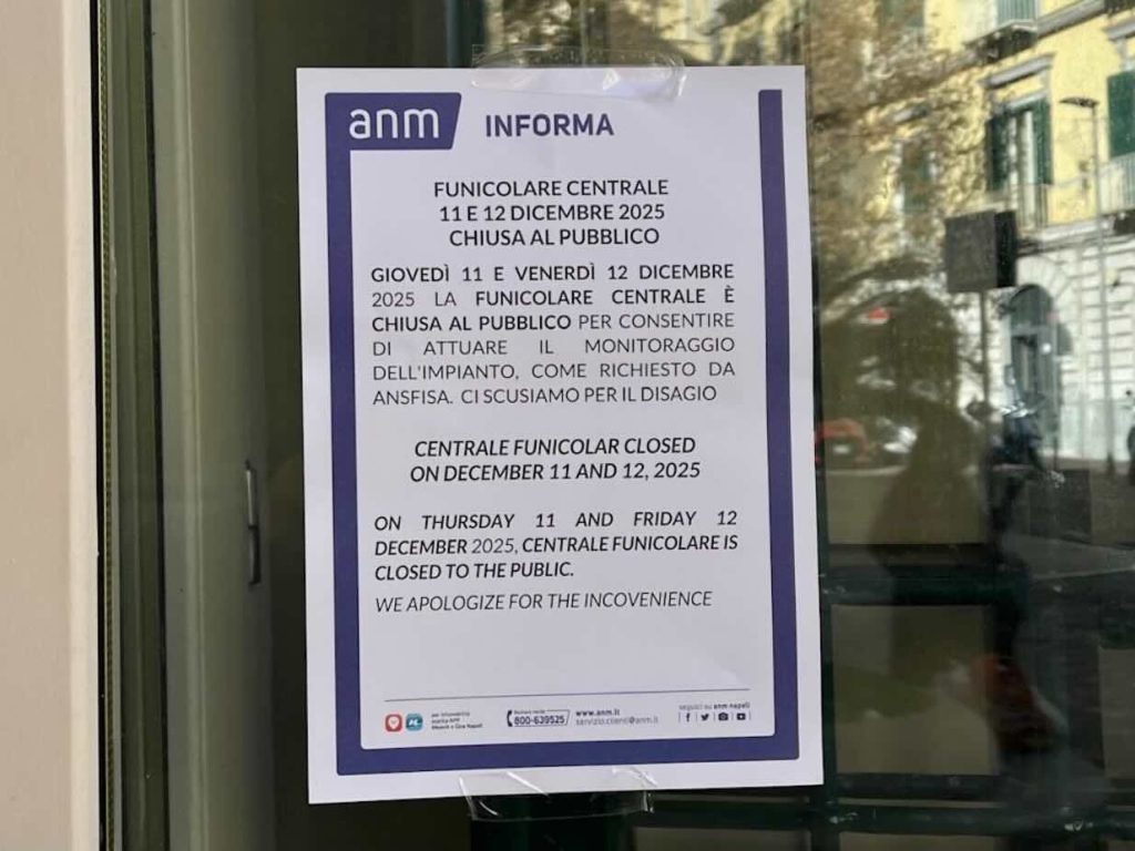 Napoli, funicolari nel caos: nuova fermata per la Centrale l’11 e il 12 dicembre